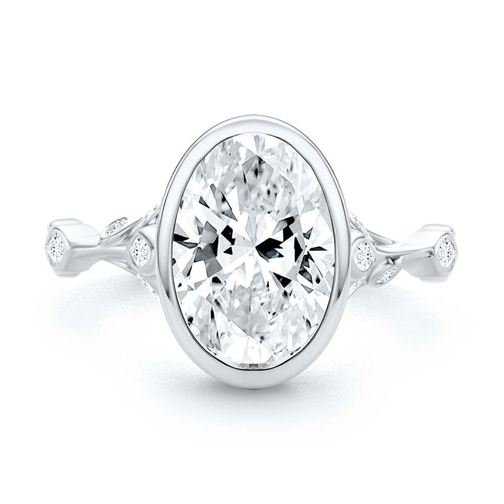 18k White Gold 18k White Gold Bezel Set Nature-inspired Engagement Ring - Top View -  108361 - Thumbnail