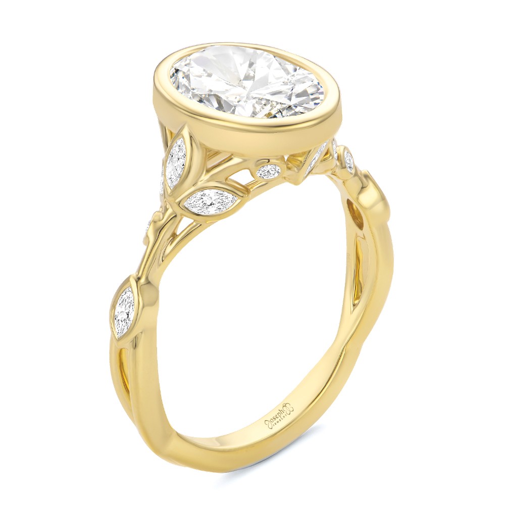Bezel Set Nature-Inspired Engagement Ring - Image