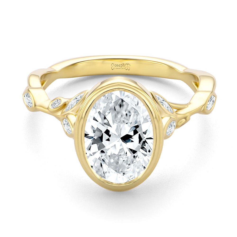 14k Yellow Gold Bezel Set Nature-inspired Engagement Ring - Flat View -  108361
