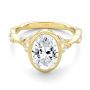 14k Yellow Gold Bezel Set Nature-inspired Engagement Ring - Flat View -  108361 - Thumbnail