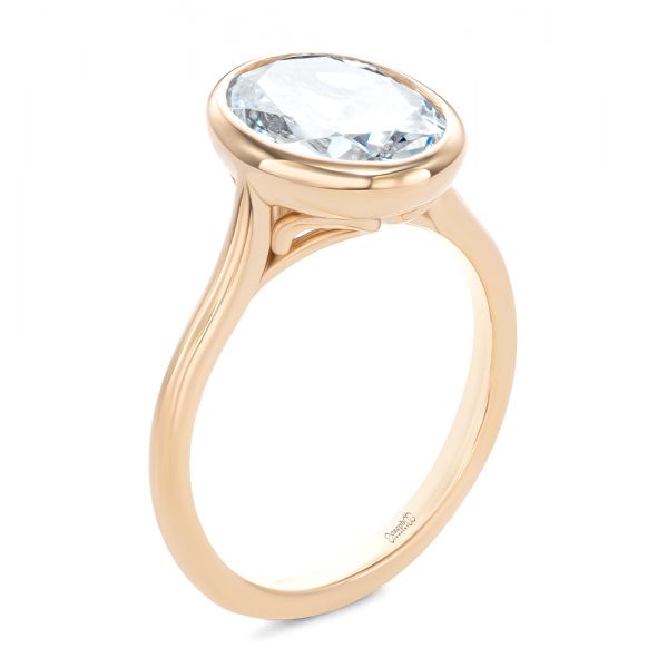 Bezel Set Oval Solitaire Engagement Ring - Image