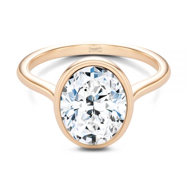 14k Rose Gold 14k Rose Gold Bezel Set Oval Solitaire Engagement Ring - Flat View - 107638