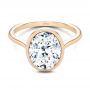 18k Rose Gold 18k Rose Gold Bezel Set Oval Solitaire Engagement Ring - Flat View -  107638 - Thumbnail