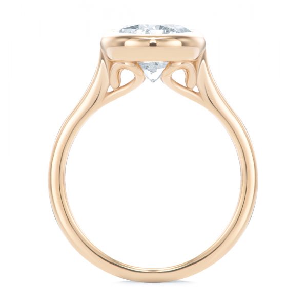 14k Rose Gold 14k Rose Gold Bezel Set Oval Solitaire Engagement Ring - Front View - 107638