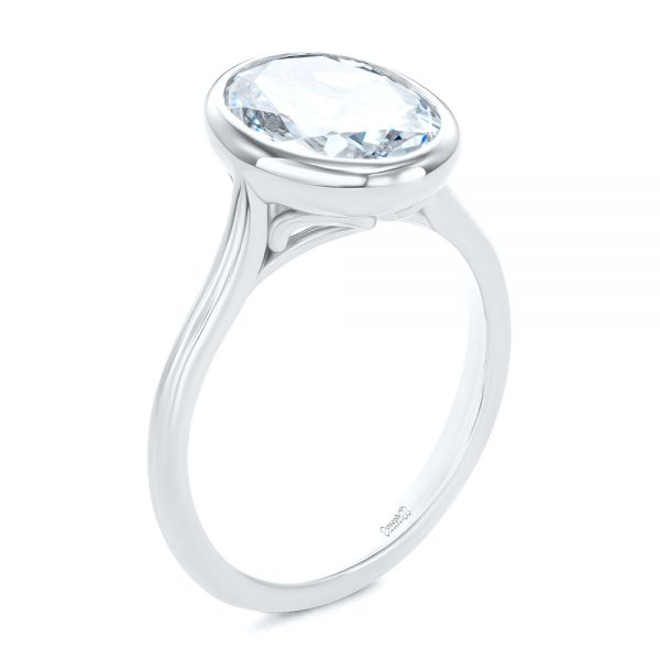 Bezel Set Oval Solitaire Engagement Ring - Image