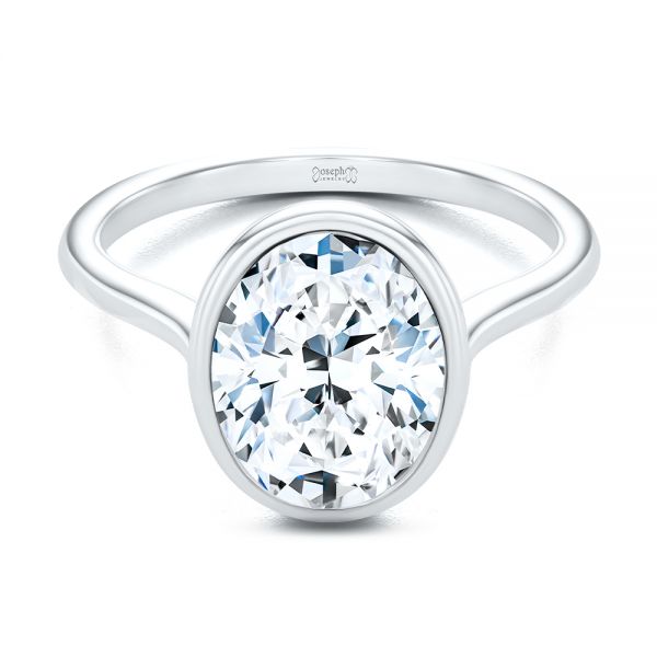 Platinum Platinum Bezel Set Oval Solitaire Engagement Ring - Flat View - 107638