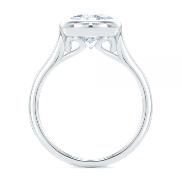 Platinum Platinum Bezel Set Oval Solitaire Engagement Ring - Front View - 107638