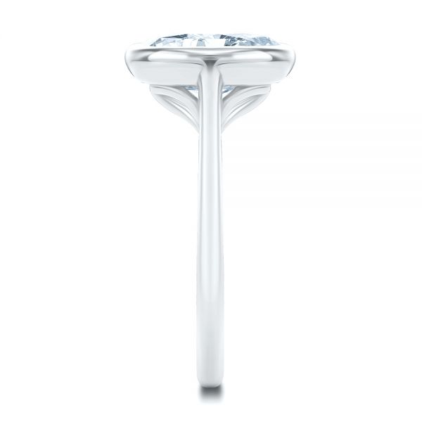 Platinum Platinum Bezel Set Oval Solitaire Engagement Ring - Side View - 107638