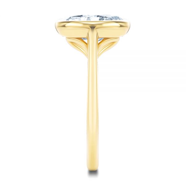14k Yellow Gold Bezel Set Oval Solitaire Engagement Ring - Side View -  107638