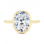 14k Yellow Gold Bezel Set Oval Solitaire Engagement Ring - Top View -  107638 - Thumbnail