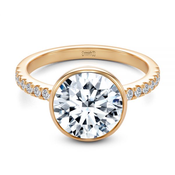 14k Rose Gold 14k Rose Gold Bezel Set Round Diamond Engagement Ring - Flat View - 107653