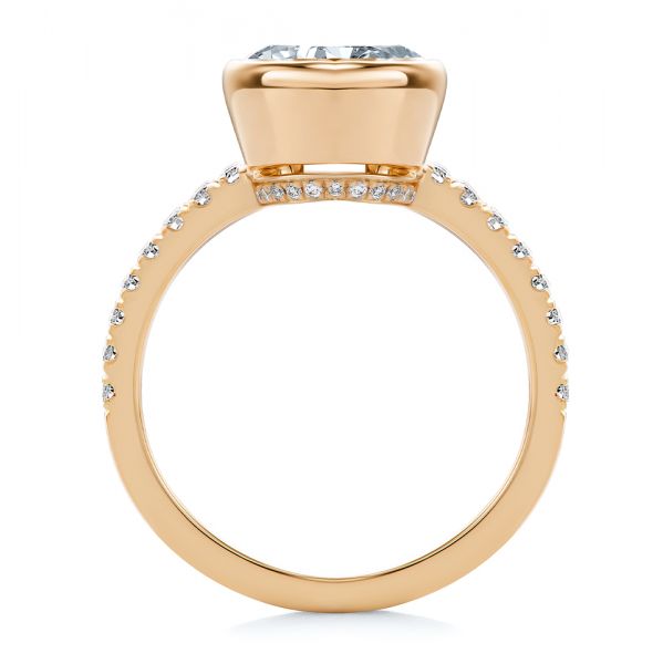 14k Rose Gold 14k Rose Gold Bezel Set Round Diamond Engagement Ring - Front View - 107653