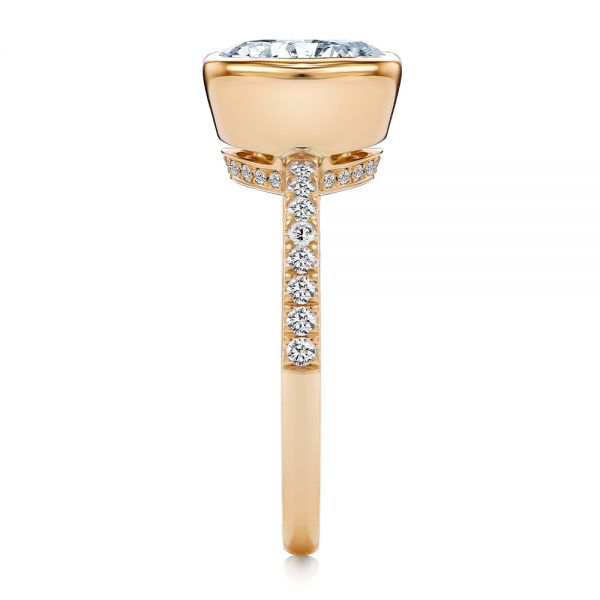 14k Rose Gold 14k Rose Gold Bezel Set Round Diamond Engagement Ring - Side View - 107653