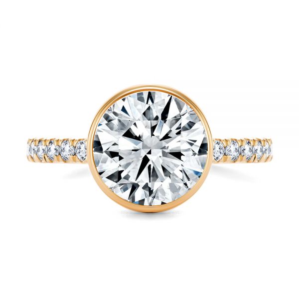 14k Rose Gold 14k Rose Gold Bezel Set Round Diamond Engagement Ring - Top View - 107653