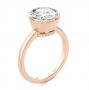 14k Rose Gold Bezel Set With Hidden Halo Engagement Ring - Three-Quarter View -  107619 - Thumbnail