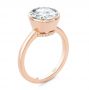 14k Rose Gold Bezel Set With Hidden Halo Engagement Ring - Three-Quarter View -  107619 - Thumbnail
