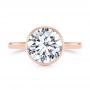 14k Rose Gold Bezel Set With Hidden Halo Engagement Ring - Top View -  107619 - Thumbnail