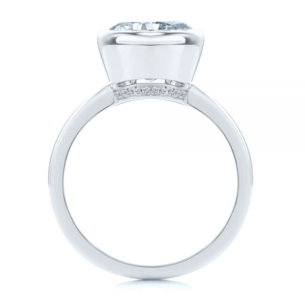 Platinum Platinum Bezel Set With Hidden Halo Engagement Ring - Front View - 107619