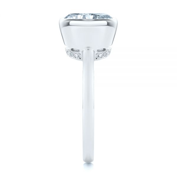 Platinum Platinum Bezel Set With Hidden Halo Engagement Ring - Side View - 107619