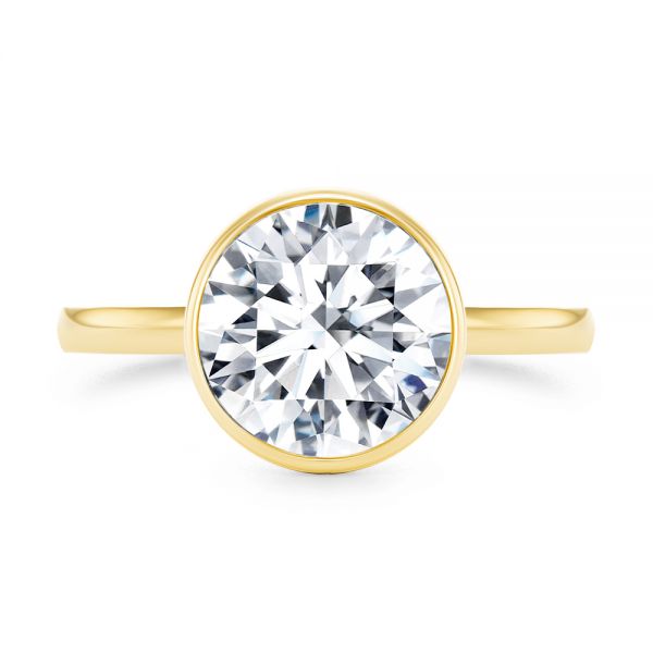 14k Yellow Gold 14k Yellow Gold Bezel Set With Hidden Halo Engagement Ring - Top View -  107619