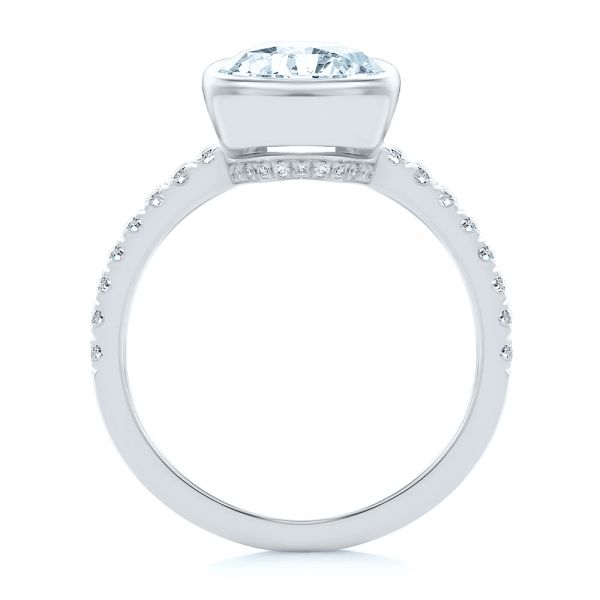 Platinum Platinum Bezel And Diamond Accents Oval Engagement Ring - Front View - 107624