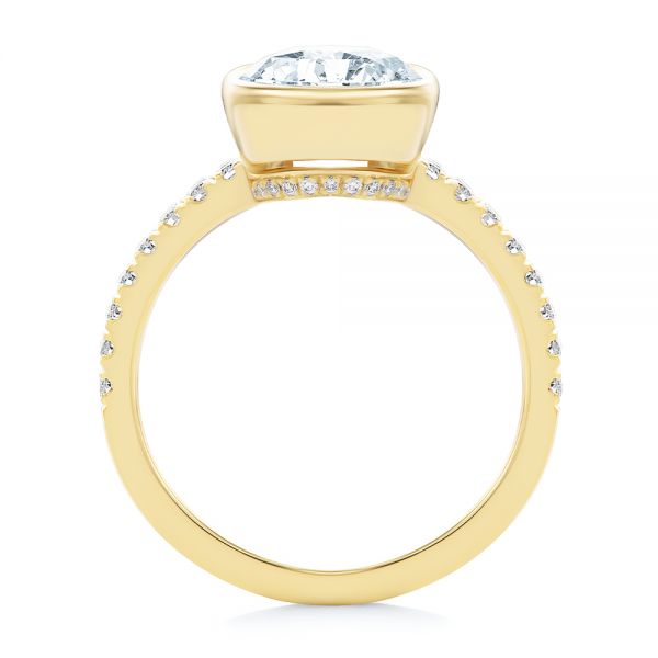 14k Yellow Gold Bezel And Diamond Accents Oval Engagement Ring - Front View - 107624