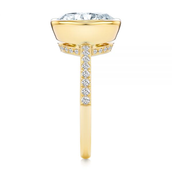 14k Yellow Gold Bezel And Diamond Accents Oval Engagement Ring - Side View - 107624