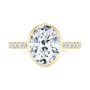 14k Yellow Gold Bezel And Diamond Accents Oval Engagement Ring - Top View -  107624 - Thumbnail