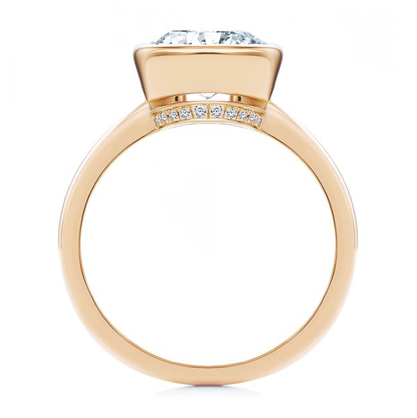 18k Rose Gold 18k Rose Gold Bezel And Hidden Halo Oval Engagement Ring - Front View - 107625