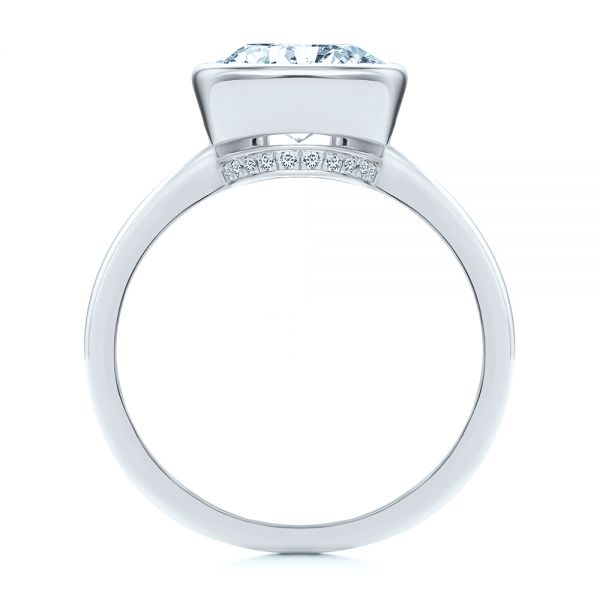 Platinum Platinum Bezel And Hidden Halo Oval Engagement Ring - Front View - 107625