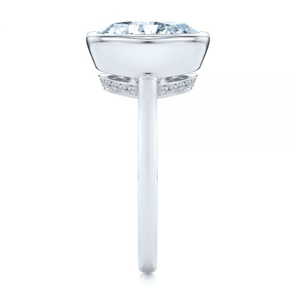 Platinum Platinum Bezel And Hidden Halo Oval Engagement Ring - Side View - 107625