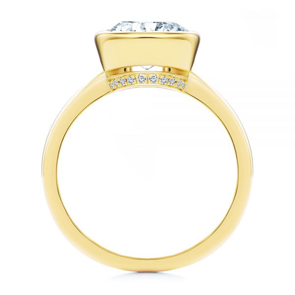 14k Yellow Gold Bezel And Hidden Halo Oval Engagement Ring - Front View - 107625
