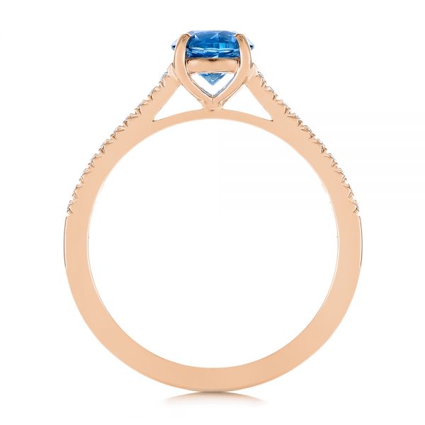 14k Rose Gold 14k Rose Gold Blue Montana Sapphire And Diamond Engagement Ring - Front View -  105750