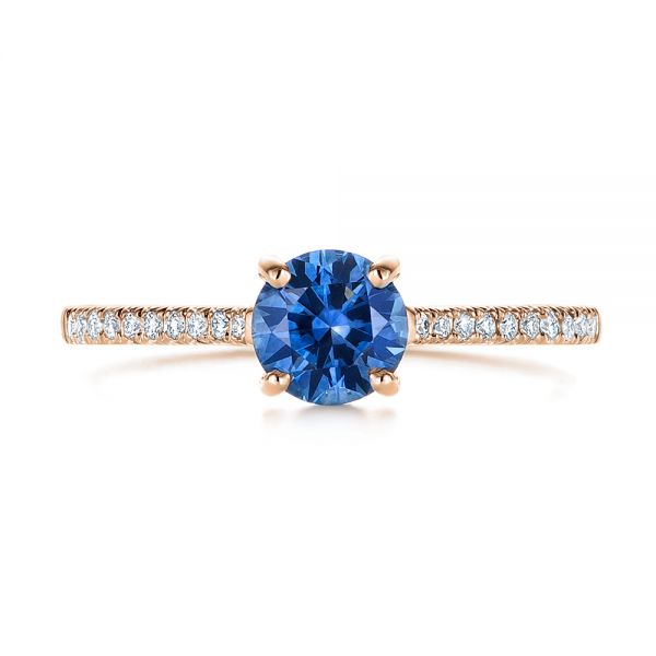 18k Rose Gold 18k Rose Gold Blue Montana Sapphire And Diamond Engagement Ring - Top View -  105750
