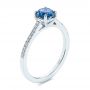 14k White Gold Blue Montana Sapphire And Diamond Engagement Ring - Three-Quarter View -  105750 - Thumbnail