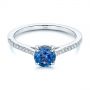 14k White Gold Blue Montana Sapphire And Diamond Engagement Ring - Flat View -  105750 - Thumbnail