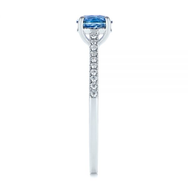 14k White Gold Blue Montana Sapphire And Diamond Engagement Ring - Side View -  105750