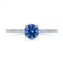 14k White Gold Blue Montana Sapphire And Diamond Engagement Ring - Top View -  105750 - Thumbnail