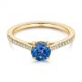 18k Yellow Gold 18k Yellow Gold Blue Montana Sapphire And Diamond Engagement Ring - Flat View -  105750 - Thumbnail