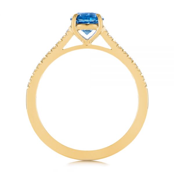 18k Yellow Gold 18k Yellow Gold Blue Montana Sapphire And Diamond Engagement Ring - Front View -  105750
