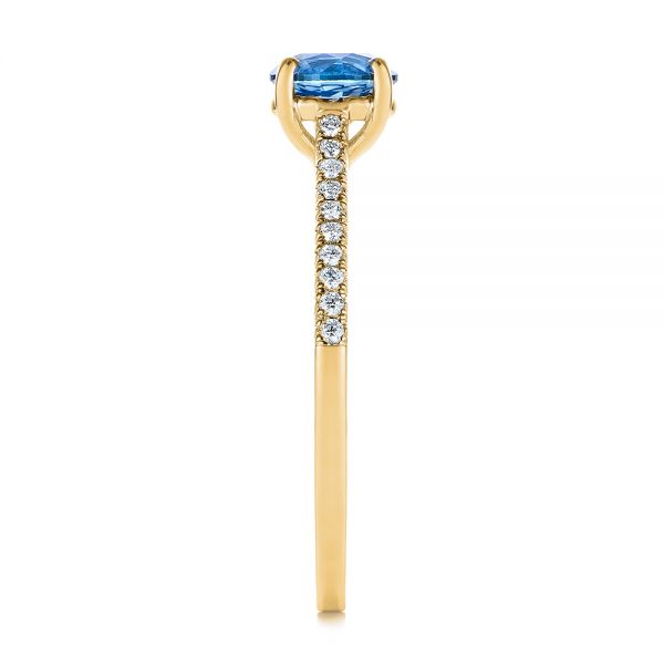 14k Yellow Gold 14k Yellow Gold Blue Montana Sapphire And Diamond Engagement Ring - Side View -  105750
