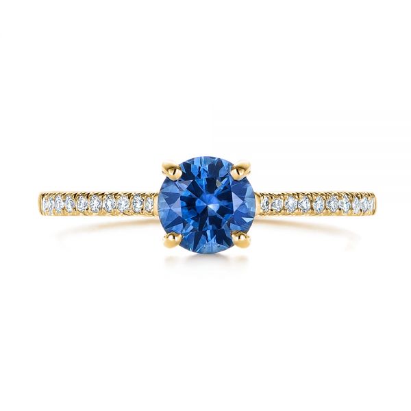 18k Yellow Gold 18k Yellow Gold Blue Montana Sapphire And Diamond Engagement Ring - Top View -  105750