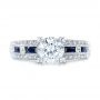 Blue Sapphire Diamond And Hand Engraved Engagement Ring - Kirk Kara - Top View -  100468 - Thumbnail