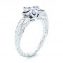 18k White Gold And 14K Gold Blue Sapphire Flower Engagement Ring