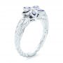 18k White Gold And Platinum Blue Sapphire Flower Engagement Ring