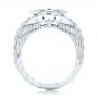  Platinum Blue Sapphire Flower Engagement Ring - Front View -  102778 - Thumbnail