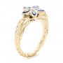 14k Yellow Gold And Platinum Blue Sapphire Flower Engagement Ring