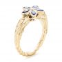 14k Yellow Gold And 14K Gold Blue Sapphire Flower Engagement Ring