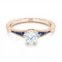18k Rose Gold 18k Rose Gold Blue Sapphire And Diamond Engagement Ring - Flat View -  102676 - Thumbnail