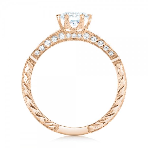 18k Rose Gold 18k Rose Gold Blue Sapphire And Diamond Engagement Ring - Front View -  102676